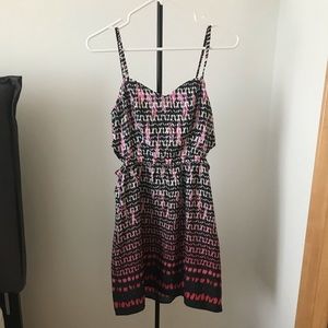 Pink, blue and white pattern dress